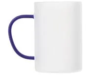 Стеклянная матовая кружка Акцент с цветной ручкой для сублимации, синий