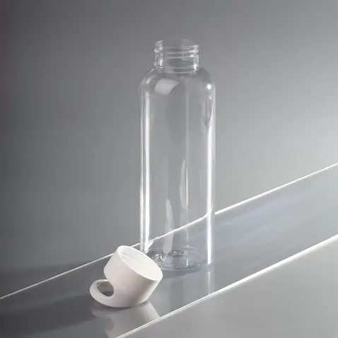 Бутылка для воды Plaske, прозрачная с белой крышкой