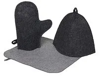 Банный набор из шапки, рукавицы и коврика Calm, серый