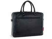 Портфель мужской BUGATTI Clark, чёрный, воловья кожа/полиэстер, 40х9,5х29 см, 10 л
