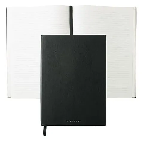 Блокнот с богатой и гладкой текстурой обложки Note pad A4 Stripe Soft Black, черный