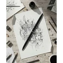 Вечный карандаш с шариковой ручкой EverLine, чёрный