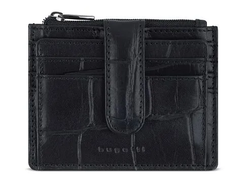 Портмоне для кредитных карт BUGATTI Nevio, чёрный, воловья/полиэстер, 12,5х2,5х9,3 см