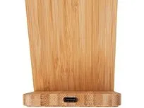 Беспроводное зарядное устройство 2-в-1 с подсветкой лого Reedia S4, 15 Вт, бамбук, черный