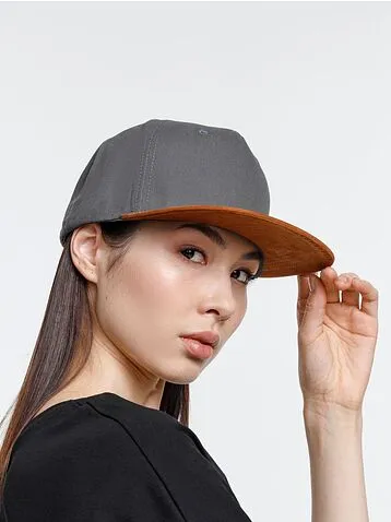 Бейсболка Foreside с прямым козырьком, серая с коричневым