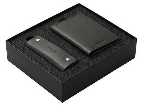 Подарочный набор Long River: обложка для паспорта, ключница, черная коробка