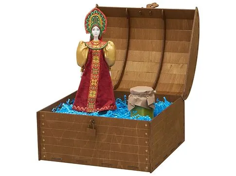Подарочный набор: кукла фарфоровая, крем-мед, красный