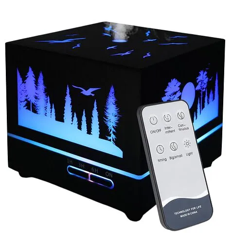 Светодиодный увлажнитель Wisdom с подсветкой гравировки, черный