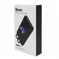 Внешний аккумулятор Eron с подсветкой гравировки, 5000 mAh, чёрный/синий
