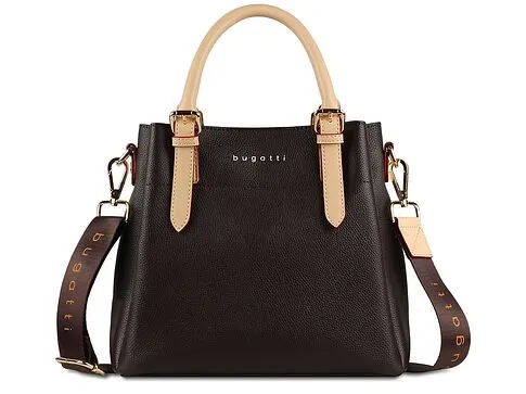 Сумка женская BUGATTI Ella, тёмно-коричневая, полиуретан, 27х12х23,5 см