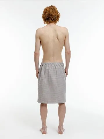 Килт вафельный мужской Onsen, светло-серый, единый размер