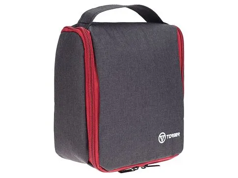 Несессер TORBER, дорожный, чёрный/бордовый, полиэстер 300D, 20 х 18 х 8 см