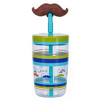 Бутылка для воды Funny Straw Electric Blue Mustache, синий