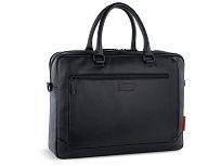 Портфель мужской BUGATTI Clark, чёрный, воловья кожа/полиэстер, 40х9,5х29 см, 10 л