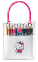 Набор из 10 цветных карандашей в футляре из ПВХ от Hello Kitty, разноцветный