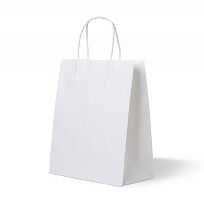 Белый бумажный пакет с кручеными ручками, 220х120х250 мм, 80 gsm